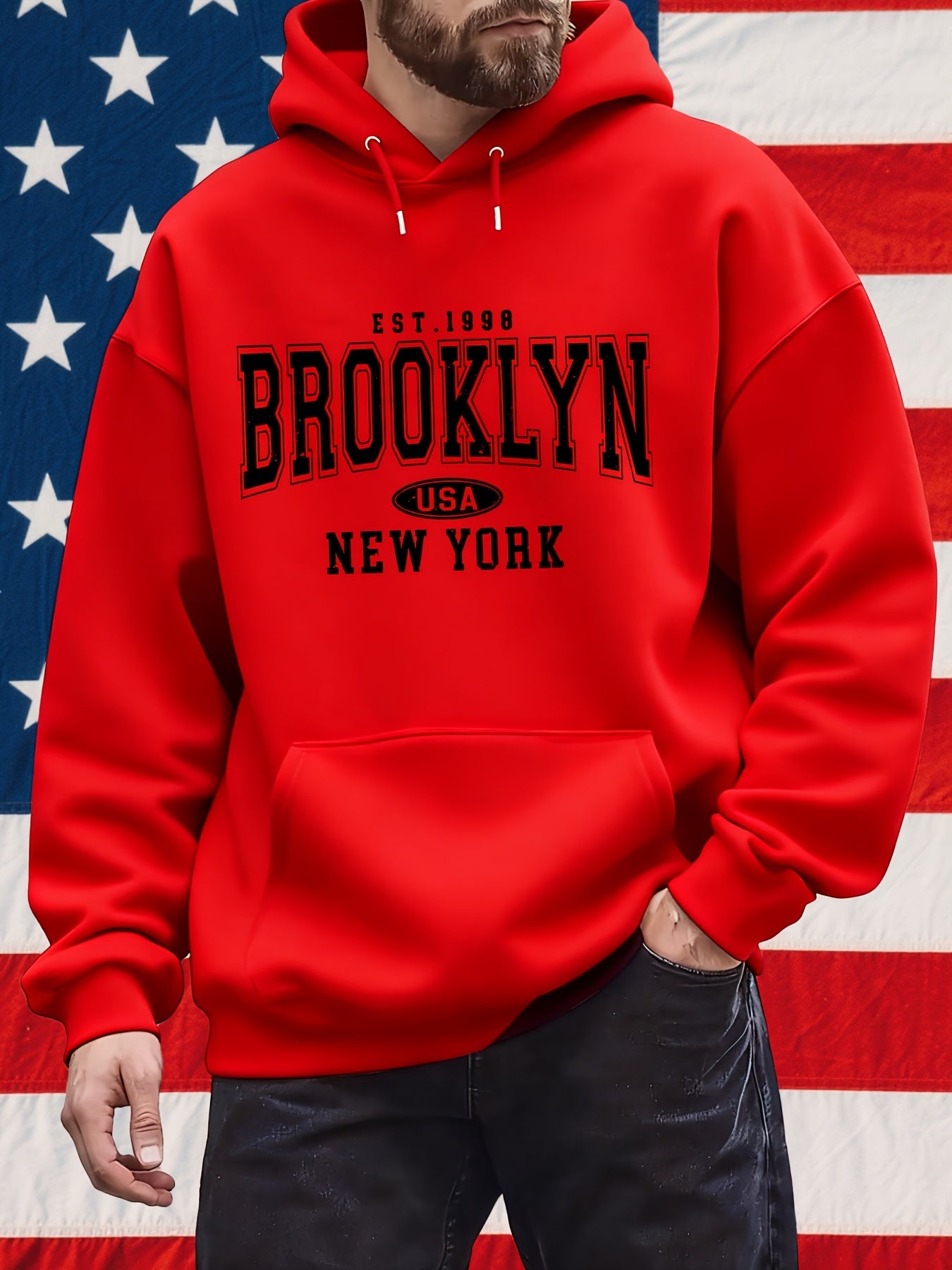 Men's Hooded Sweatshirt With Kangaroo Pocket For Casual Wear