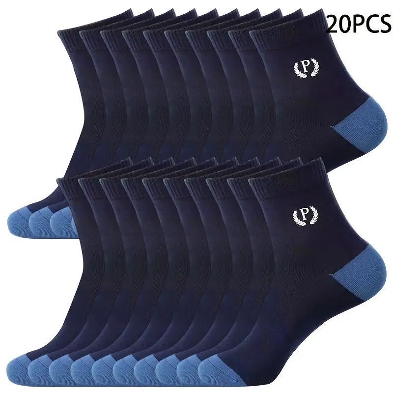 20/50 Pairs of Men's Mid-Calf Socks, Breathable and Sweat Absorbent, Trendy Sports Long Socks