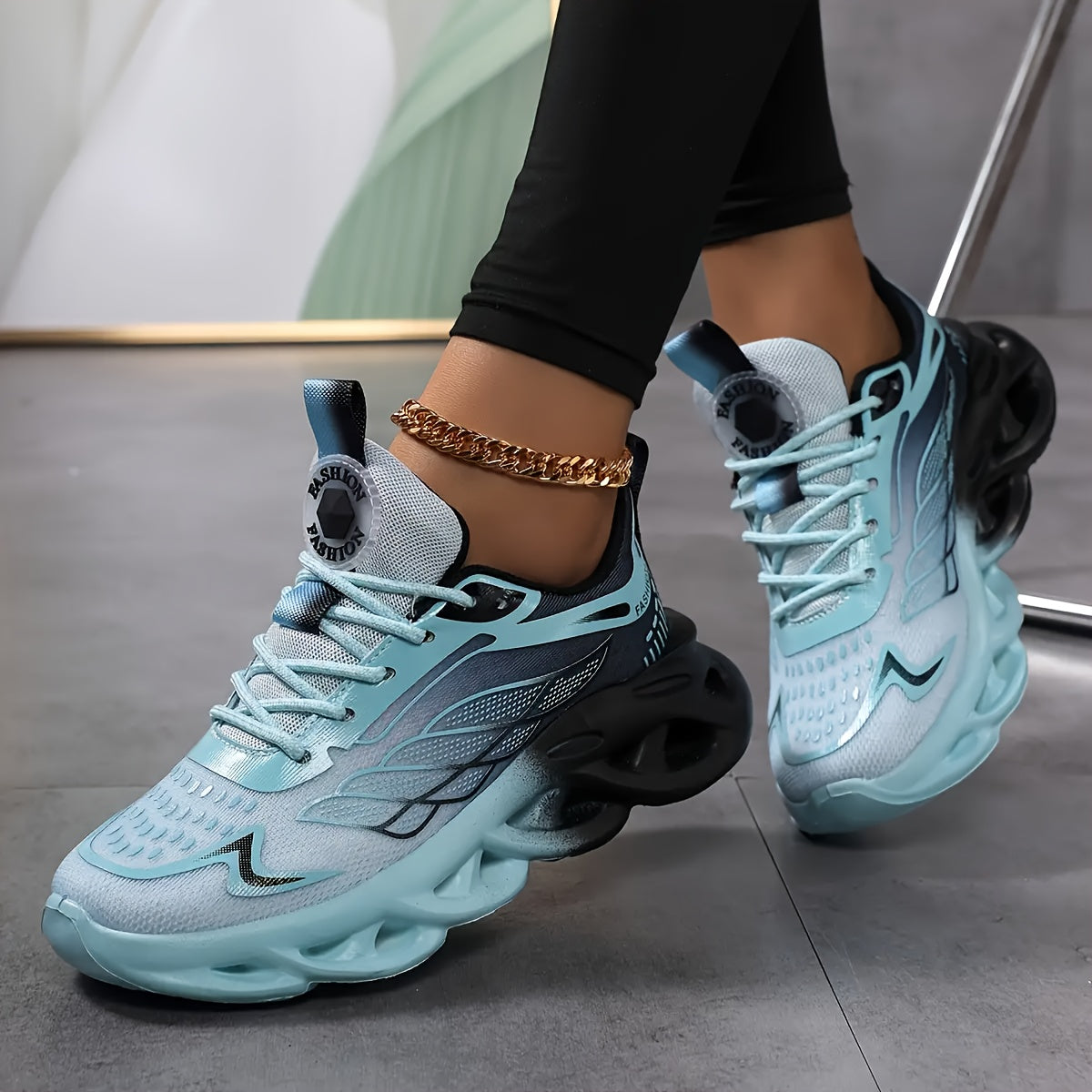 Women's Breathable Mesh Sneakers Shock-Absorbing Running Shoes with Non-Slip Phylon Sole, Low-Top Lace-Up Athletic Footwear for Gym,, Walking - - Casual Shoes (European 36-46/US 6-13) | Striped Sporty & Cushioned, Women Shoes