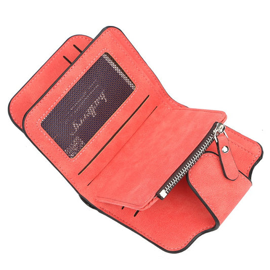 Baellerry Women's Korean Style Short Wallet - Compact Tri-Fold Zipper Coin Purse & Card Holder with Multi-Slot, Nylon Wallet Suitable for Cash, Credit Cards,, for Everyday Use,, Travel, Wholesale Orders