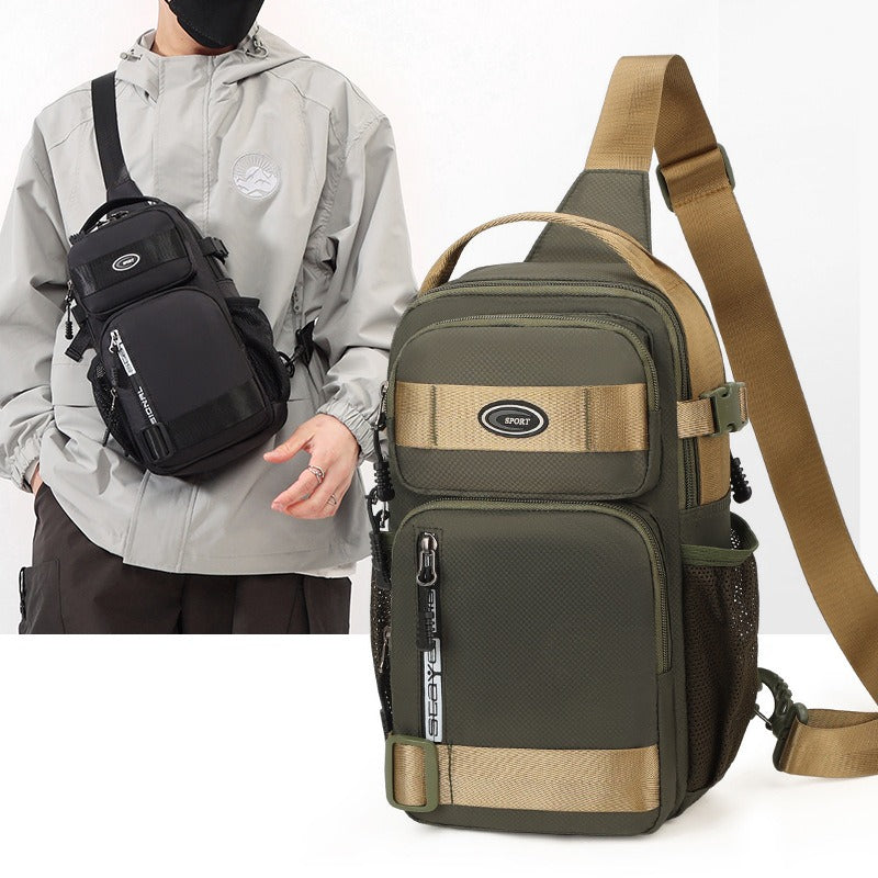 Unisex Anti-Theft Crossbody Backpack - Lightweight Multi-Purpose Chest Bag with 5-Zipper Compartments, Golden-Tone Hardware & Padded Strap, Compact Travel Backpack for Men & Women, Casual Everyday Use, Sports, Business & Outd