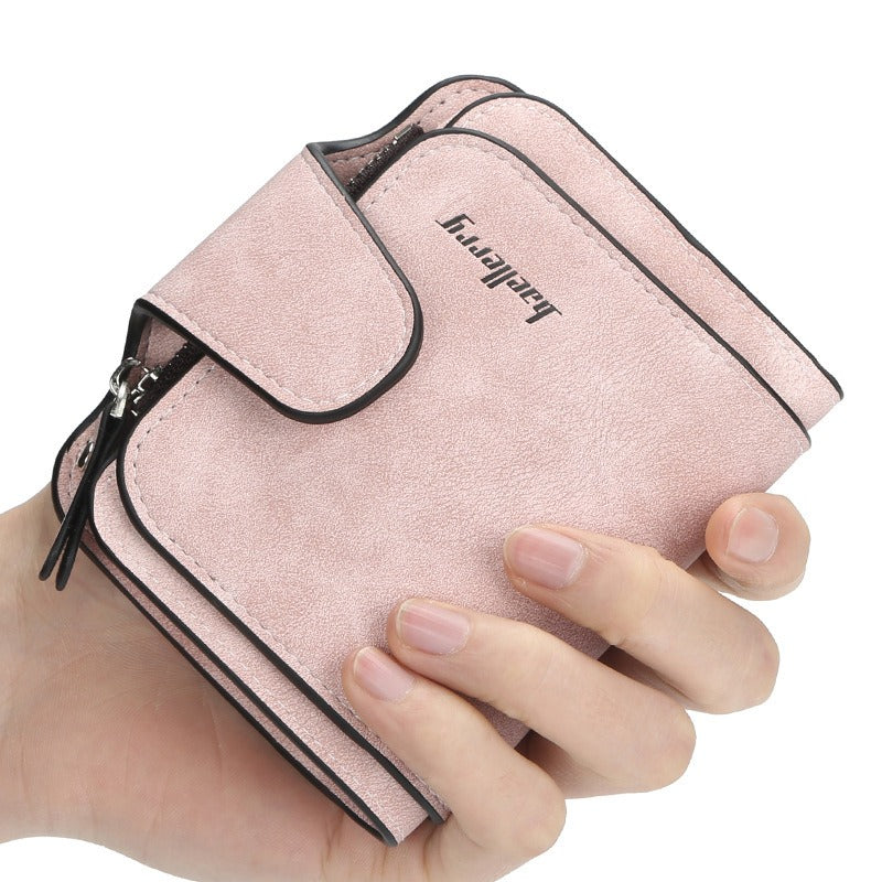 Baellerry Women's Korean Style Short Wallet - Compact Tri-Fold Zipper Coin Purse & Card Holder with Multi-Slot, Nylon Wallet Suitable for Cash, Credit Cards,, for Everyday Use,, Travel, Wholesale Orders