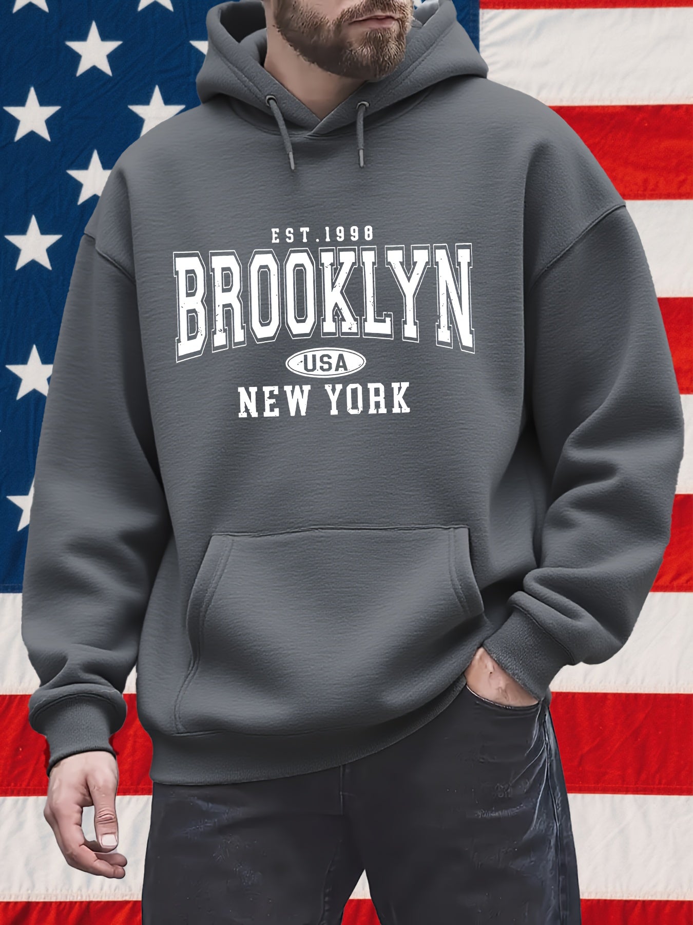 Men's Hooded Sweatshirt With Kangaroo Pocket For Casual Wear