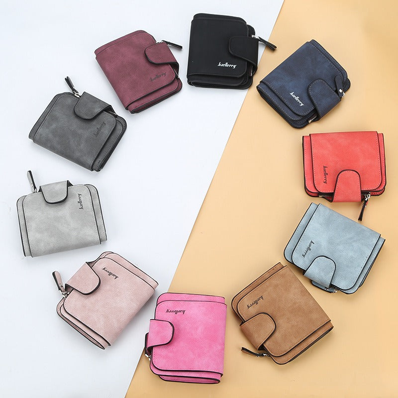Baellerry Women's Korean Style Short Wallet - Compact Tri-Fold Zipper Coin Purse & Card Holder with Multi-Slot, Nylon Wallet Suitable for Cash, Credit Cards,, for Everyday Use,, Travel, Wholesale Orders