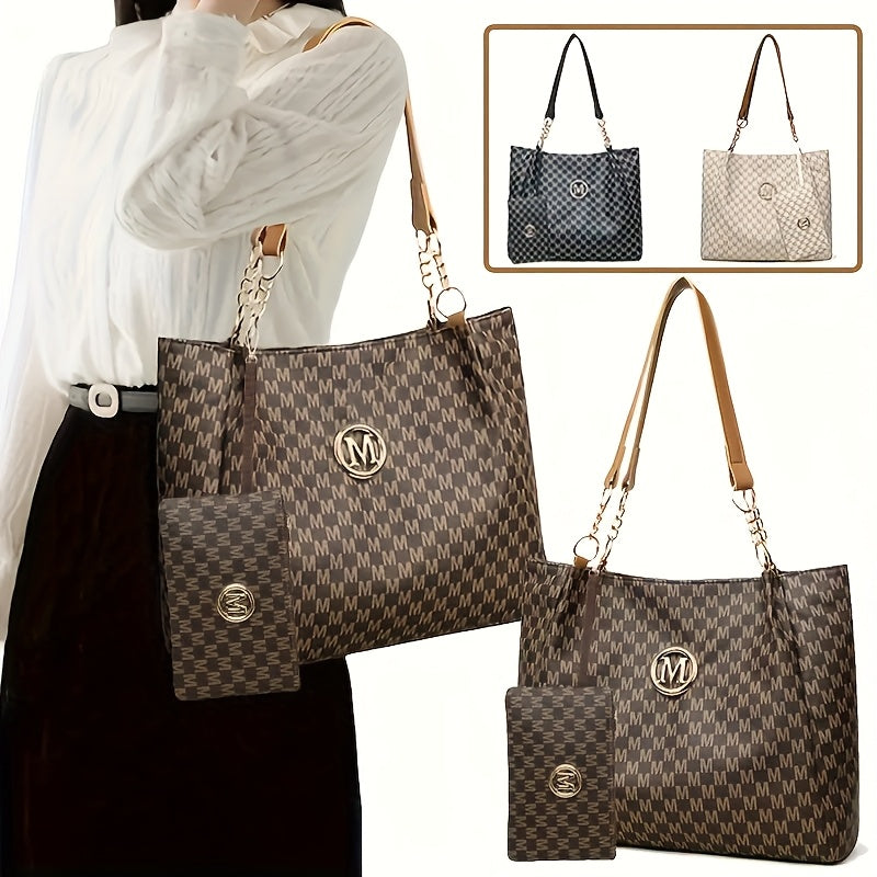 A Stylish New Shoulder Tote Bag for Women Featuring an 'M' Emblem, Spacious Enough for Short Trips And Daily Use, Perfect As a Gift, Travel Shoulder Bag, Everyday Tote, Handbag, Elegant Design, And Minimalist Style