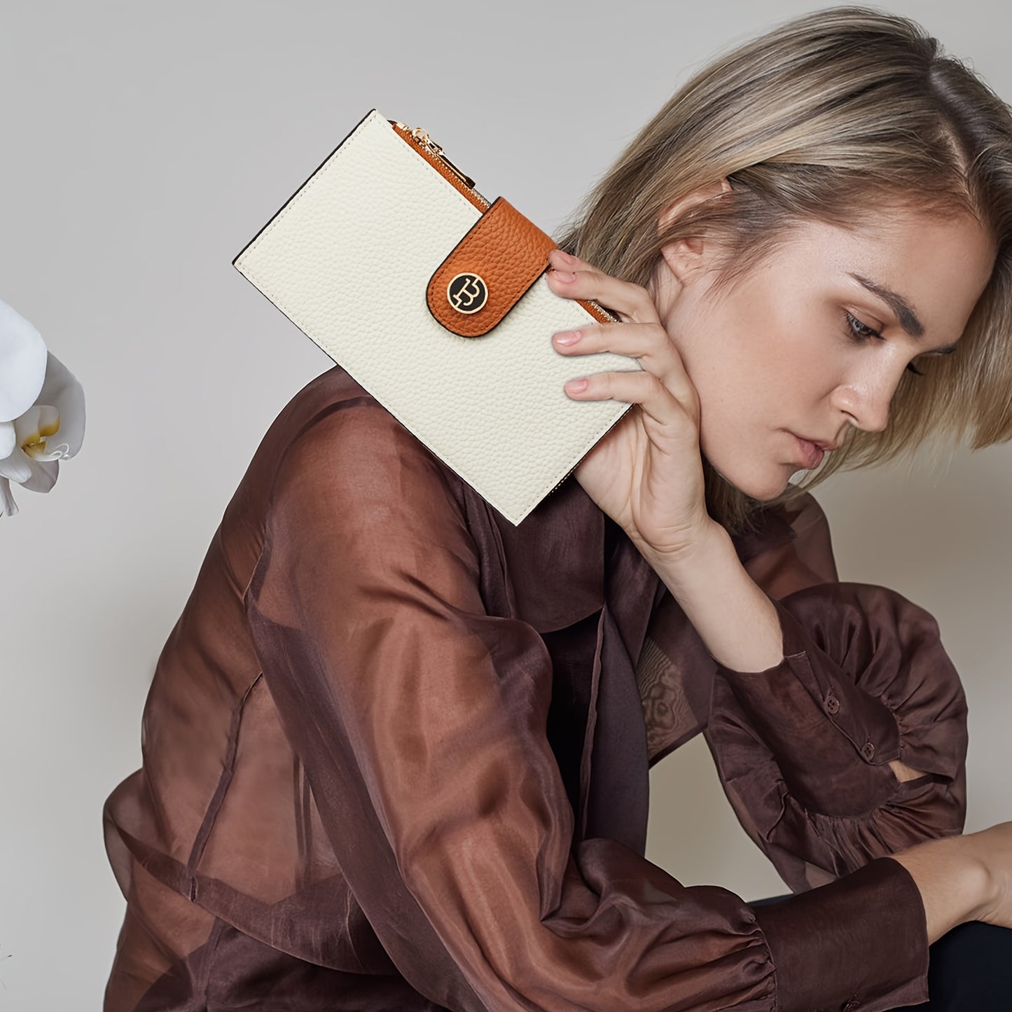 Wallets for Women RFID Blocking Slim Bofild Purse Card Holder with Zipper Pocket