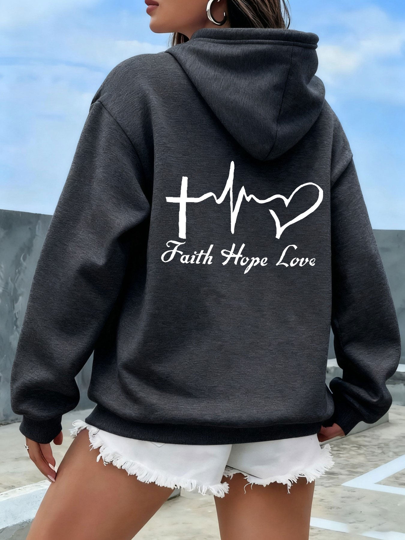 A Stylish Women'S Hoodie Featuring a Floral Letter Design, Complete with a Drawstring Hood And a Casual Yet Elegant Kangaroo Pocket. This Fleece-Lined Sweatshirt Is Perfect for Autumn And Winter, Embodying Trendy Fashion for