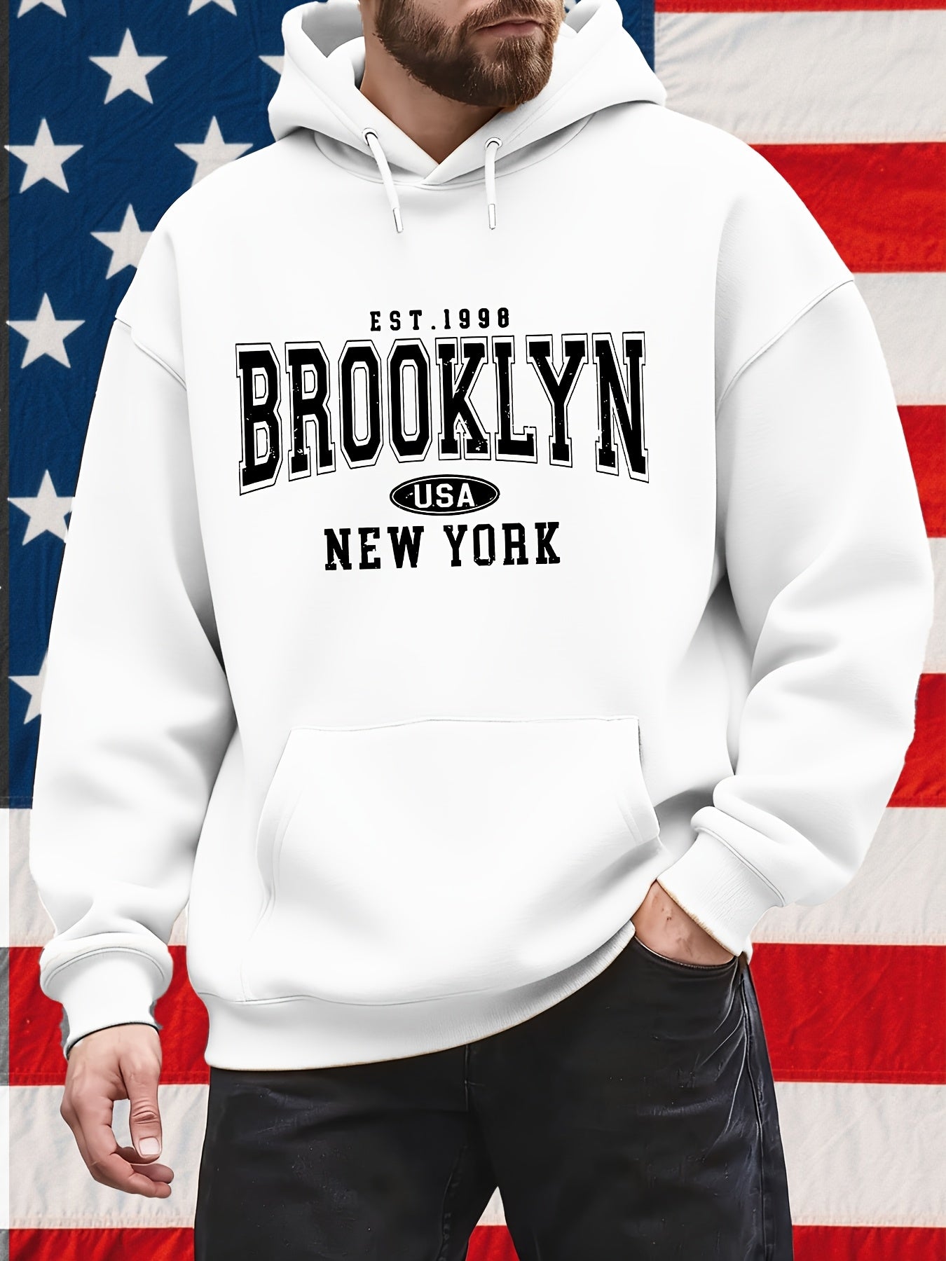 Men's Hooded Sweatshirt With Kangaroo Pocket For Casual Wear
