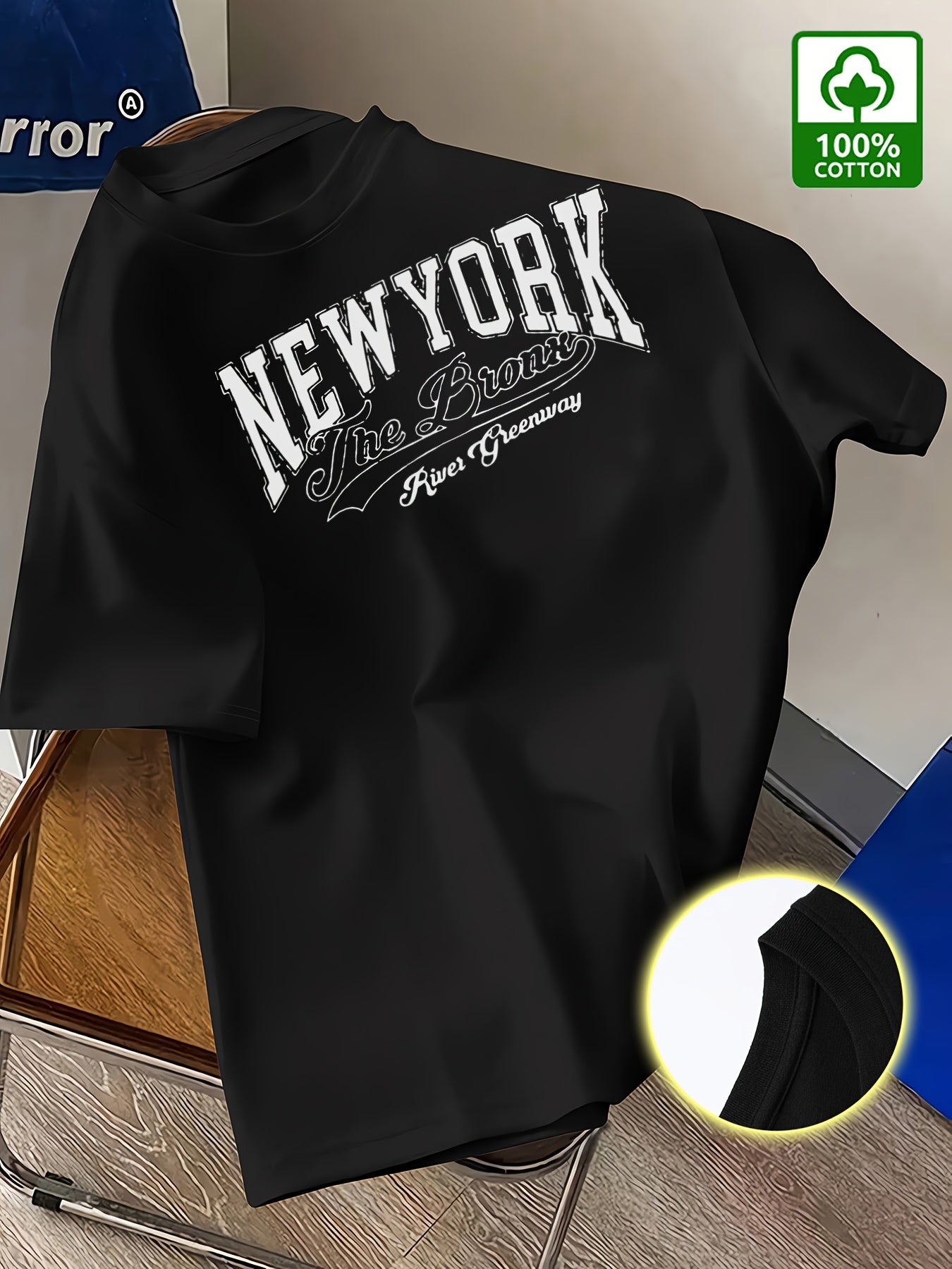 Summer Trend Men'S Pure Cotton T-Shirt, New York Casual Front Pattern Printing, Outdoor Wear Men'S Fashion Pure Cotton T-Shirt