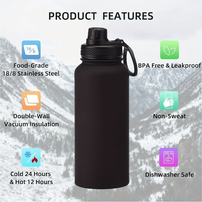 1pc Outdoor Stainless Steel Insulated Space Pot, Large Capacity Dual-purpose Anti Slip Cup Cover for Both Cooling and Heating, Leak Proof and Easy to Carry, Suitable for Gym, Outdoor, Office, and Travel. Stainless Steel Vacuu