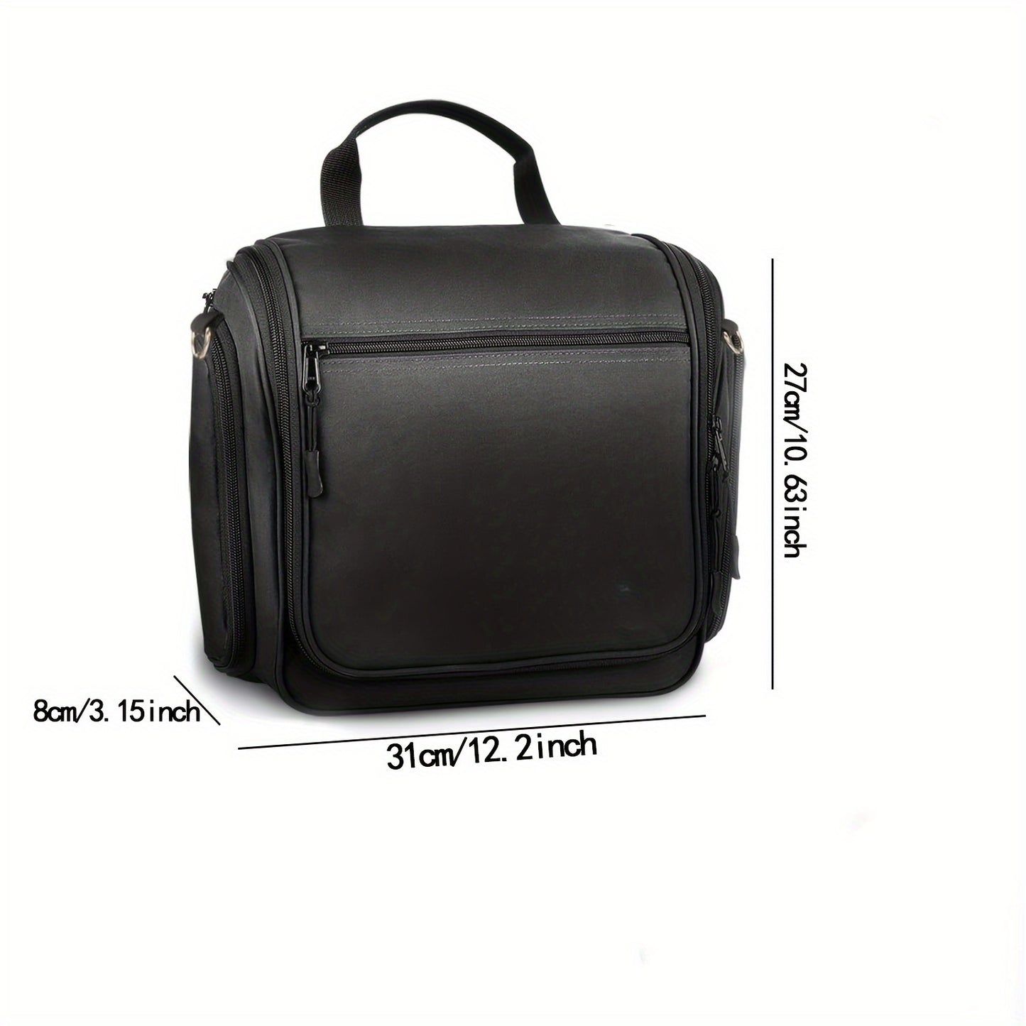 Large Toiletry Bag for Men and Women - Black with Metal Rotating Hook, 19 Compartments for Hygiene Products, Cosmetics, Makeup, Travel Organizer | Durable Zipper