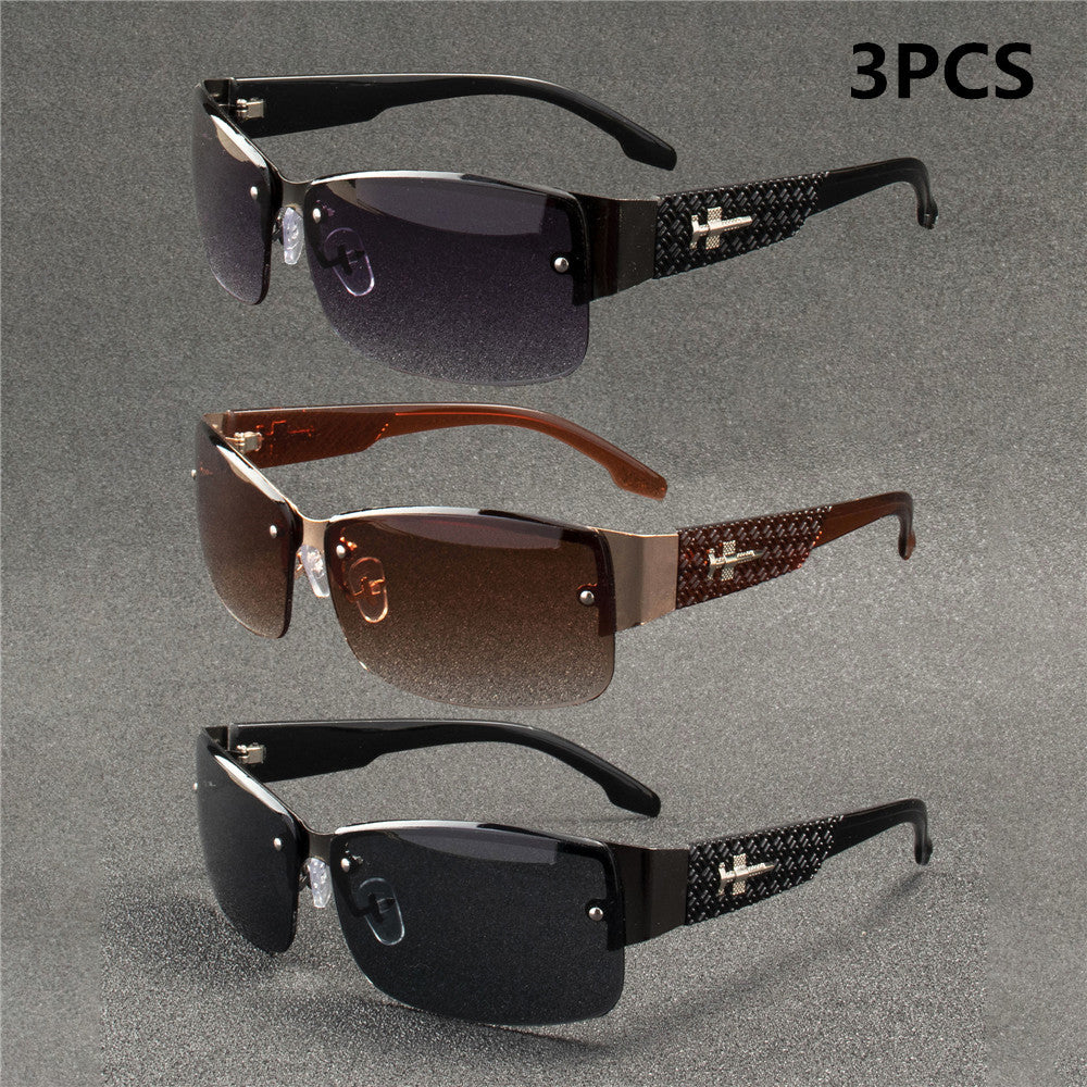 3pcs Set of Unisex Retro Fashion Glasses with Metal Decoration, Square Frameless Glasses, Suitable for Men And Women As a Casual Accessory, Durable Glasses