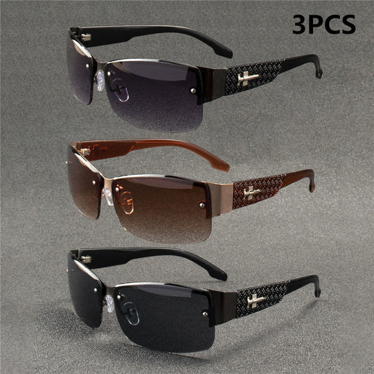 3pcs Set of Unisex Retro Fashion Glasses with Metal Decoration, Square Frameless Glasses, Suitable for Men And Women As a Casual Accessory, Durable Glasses