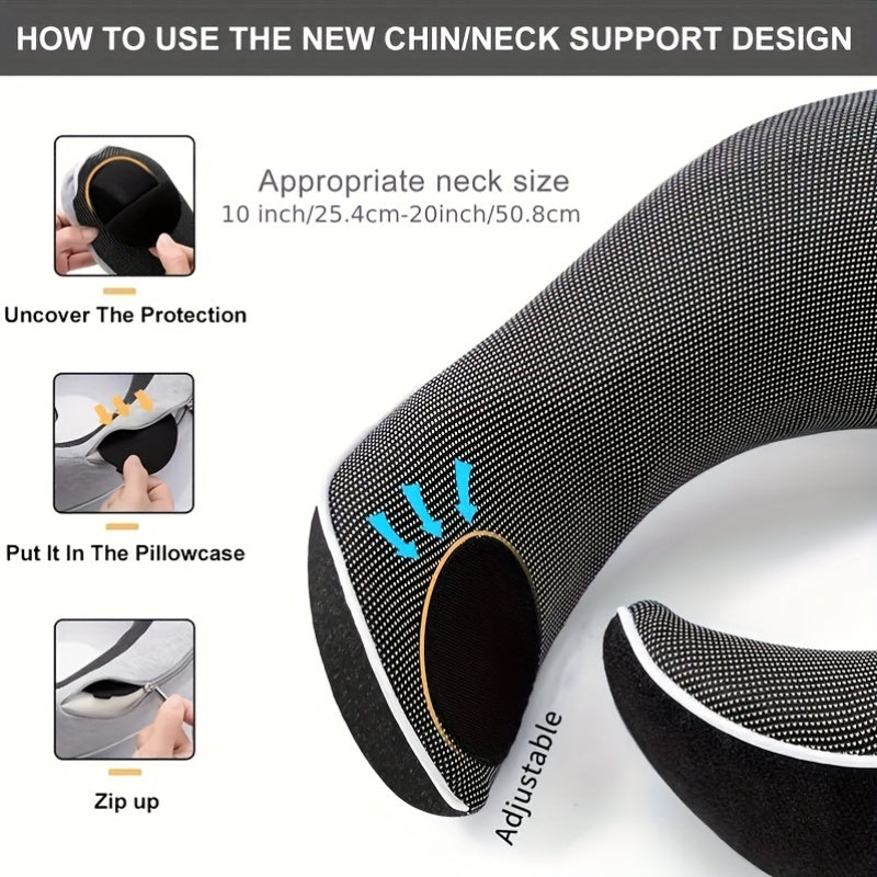 Ergonomic U Shaped Travel Pillow Polyurethane Foam With Storage Box