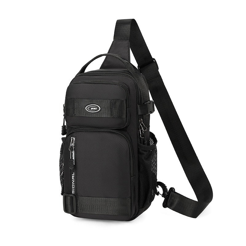 Unisex Anti-Theft Crossbody Backpack - Lightweight Multi-Purpose Chest Bag with 5-Zipper Compartments, Golden-Tone Hardware & Padded Strap, Compact Travel Backpack for Men & Women, Casual Everyday Use, Sports, Business & Outd