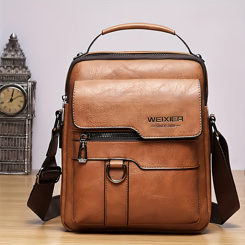WEIXIER Plus Size New Shoulder Messenger Bag, Capable of Accommodating an 11-Inch Tablet, Men'S Vertical Handheld Business Bag Made of Retro, Casual Bag for Men Featuring Multiple Card Slots, Suitable for Daily Commuting for