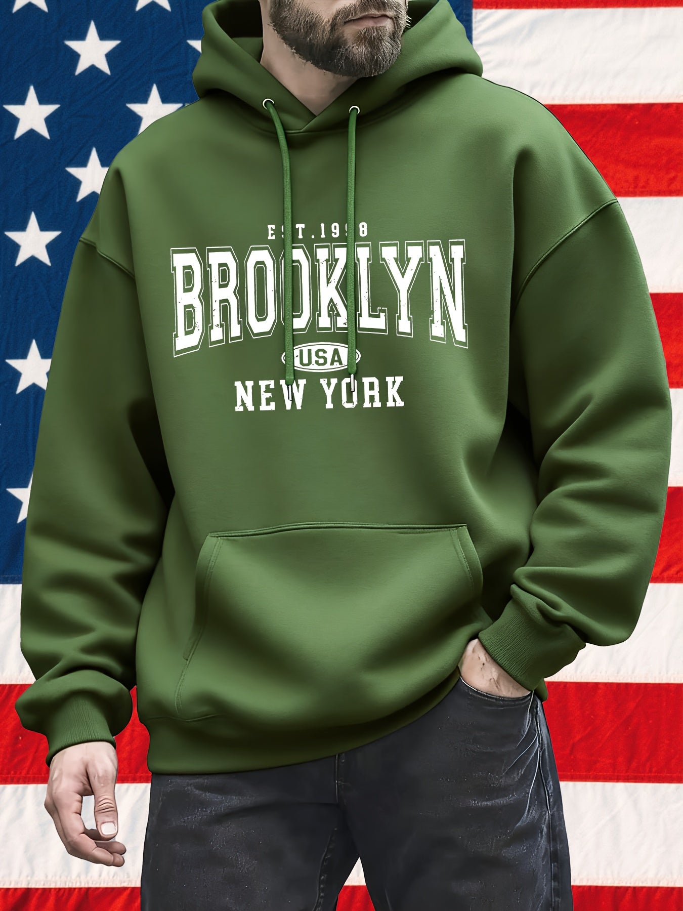 Men's Hooded Sweatshirt With Kangaroo Pocket For Casual Wear