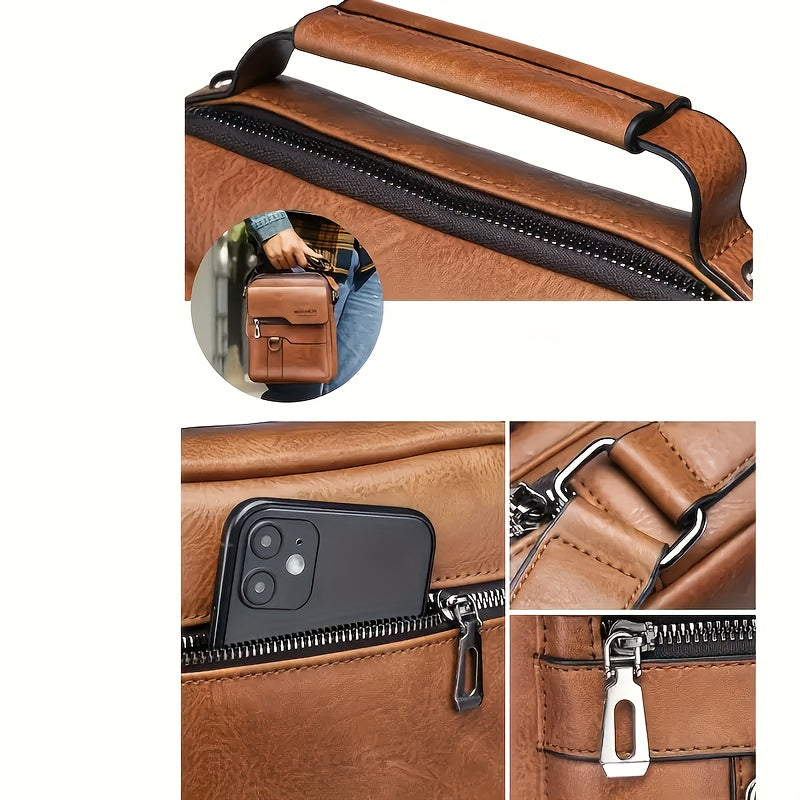 WEIXIER Plus Size New Shoulder Messenger Bag, Capable of Accommodating an 11-Inch Tablet, Men'S Vertical Handheld Business Bag Made of Retro, Casual Bag for Men Featuring Multiple Card Slots, Suitable for Daily Commuting for